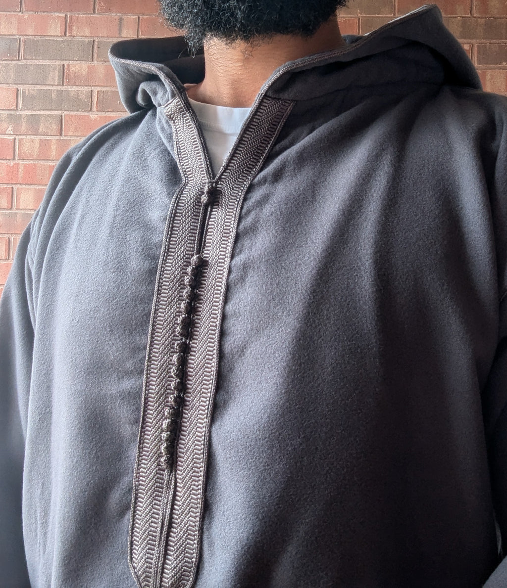 Luxury Moroccan Winter Djellaba - Ghaib Grey